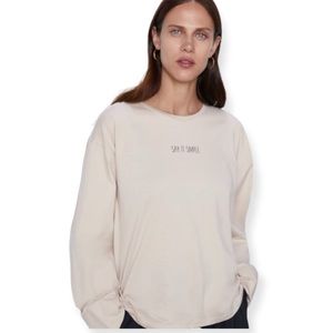 NWT Zara  Say It Simple Top Long Sleeve Small